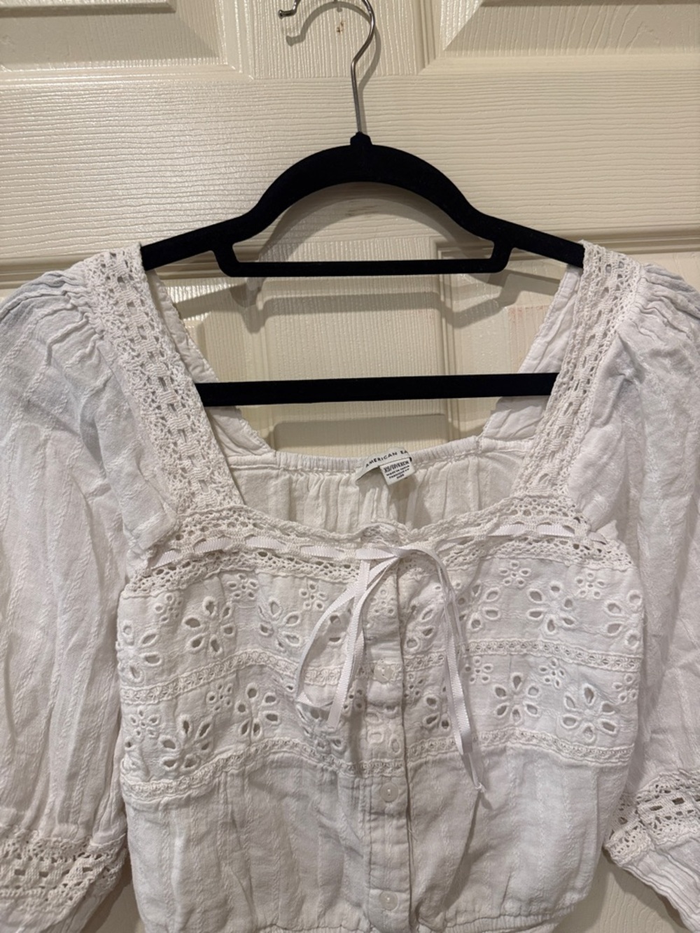 American Eagle white lace crop top, XS - Picture 3 of 7